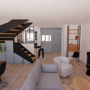 Architecture et décoration d'intérieur d'un rez de chaussée d'une maison à Bidart par l'agence ID'Harmonies - fondatrice Marion PIRAUBE