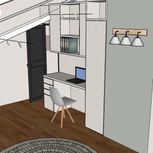 Visuel 3D bureau chambre d'enfants sous pente à Biarritz