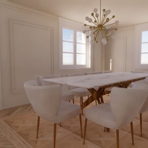 Décoration intérieure salle à manger chic et class, visuels 3D par l'ageence ID'Harmonies - Marion PIRAUBE