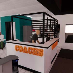 Agencement intérieur espace coaching salle de sport à Anglet par l'agence ID'Harmonies - Marion PIRAUBE