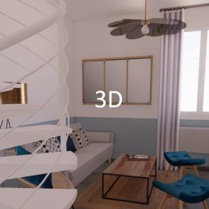 Décoration intérieure, visuel 3D projet deco à Biarritz par l'agence ID'Harmonies Marion PIRAUBE
