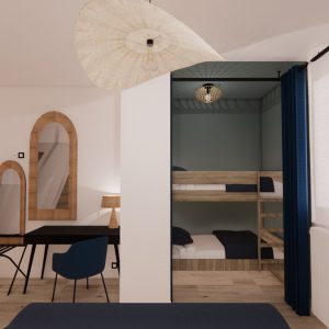 Décoration intérieure chambre familiale sur la Côte Basque, par l'agence ID'Harmonies - Marion PIRAUBE