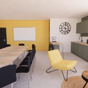 Décoration et agencement intérieure d'une salle de professeurs au Pays-Basque par l'agence ID'Harmonies - Marion PIRAUBE