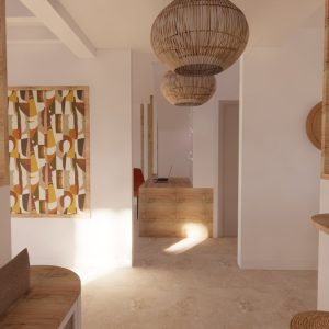 Décoration intérieure d'une entrée de maison en visuel 3D photoréaliste par agence ID'Harmonies-Marion PIRAUBE