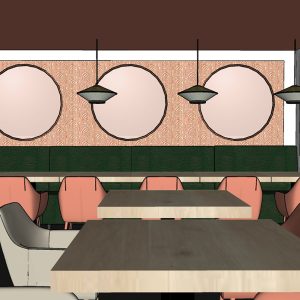 Modélisation 3D du projet de décoration intérieur du restaurant d'hôtel à Bayonne